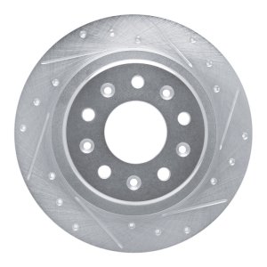 Buick Regal TOURX Brake Rotor (1) - Rear Right - R1 Concepts - Drilled & Slotted - Silver - `16-`25